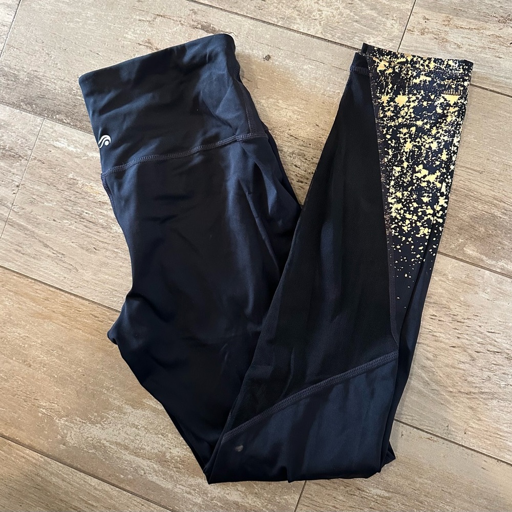 Ideology Black and Gold Splatter Leggings